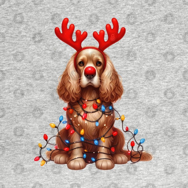 Christmas Red Nose Cocker Spaniel Dog by Chromatic Fusion Studio